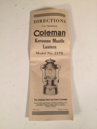 Vintage Coleman Lantern Model 237 B - 1947 - Only Kerosene.  Old Stock 9