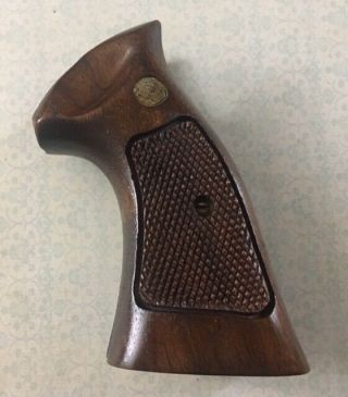 Vintage Smith & Wesson S&W Walnut Checkered Target Pistol Grips K Frame Sq Butt 2