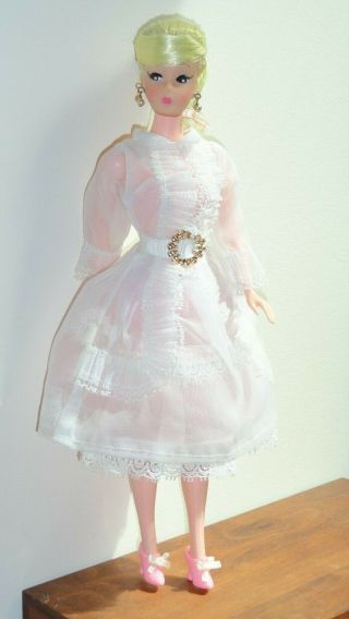 Vintage Barbie Clone Swirl Ponytail Sheer Dress Lingerie Earrings Heels Stunning