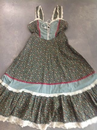 Vintage Hippie Gunne Sax Dress Floral Peasant Prairie Dress - L Bohemian Corset