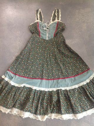 Vintage hippie Gunne sax dress floral peasant prairie dress - L bohemian corset 2