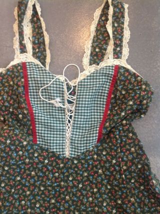 Vintage hippie Gunne sax dress floral peasant prairie dress - L bohemian corset 6