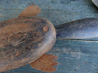 antique hand carved folk art beaver fish decoy paint lead weights aafa 7