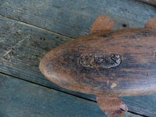 antique hand carved folk art beaver fish decoy paint lead weights aafa 8