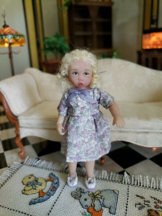 Miniature Artisan Irina Martin Young Girl Hand Sculpted Curly Blonde Doll