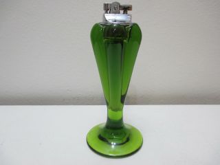 Vintage Viking Glass Cigarette Lighter 6628 Green In Color 6 3/4 " Tall