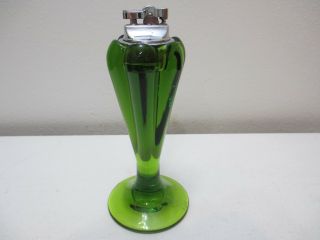 Vintage Viking Glass Cigarette Lighter 6628 Green in Color 6 3/4 