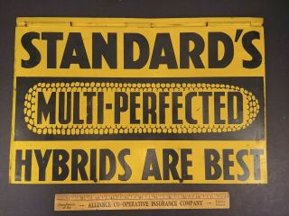 Vintage Seed Corn Sign Tin Double Sided Standard 