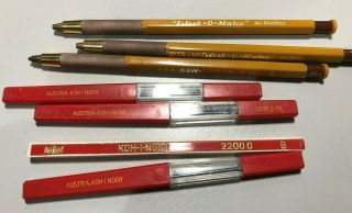 3 Vintage Koh - I - Noor Select - O - Matic Lead Holder Drafting Pencil 5617,  Leads