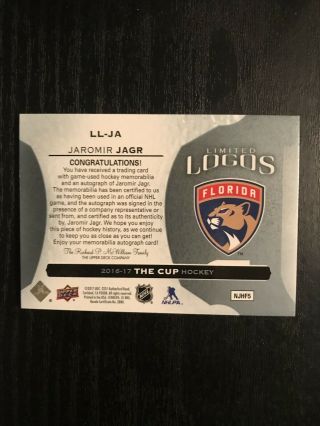2016 - 17 The Cup Jaromir Jagr Limited Logos Rare Insane Patch A Beauty 2