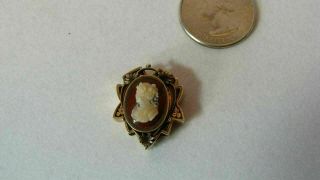 Vintage Antique Victorian 14k Gold Carved Shell Cameo Watch Slide