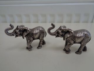 Vintage 925 Sterling Silver Miniature Elephant Figures X 2 Very Well Observed