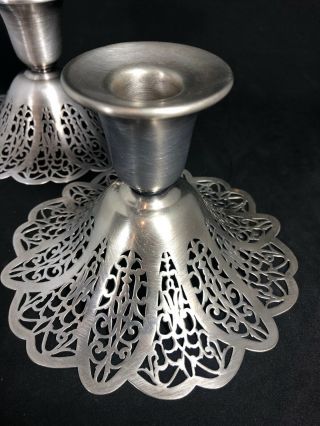Antique Rogers Silverplate Candle Holders LOVELACE Pattern 10P 3