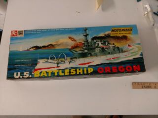 Vintage Itc Model Craft Motorized Uss Battleship Oregon Plastic Model Kit