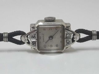 Vintage Samuels White Gold 14k Solid White Gold&diamond Ladies Watch For Repair