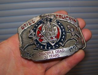Vintage Grateful Dead 30 Years 1965 1995 Still Truckin Metal Pewter Belt Buckle