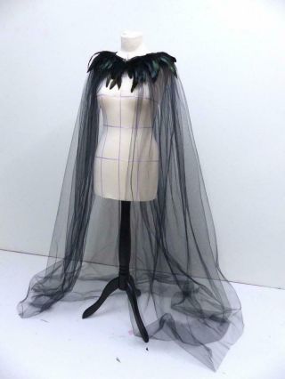 Evil Queen Gothic Fantasy Tulle Net Feather Cloak Costume And Dress Up Events