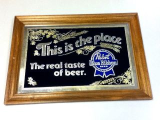 Pabst Blue Ribbon Beer Sign Wall Mirror Graphic Vintage Real Taste Pbr Bar Mh7