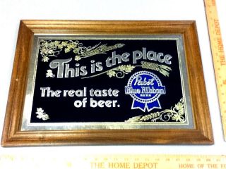Pabst Blue Ribbon beer sign wall mirror graphic vintage real taste PBR bar mh7 2