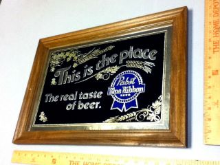 Pabst Blue Ribbon beer sign wall mirror graphic vintage real taste PBR bar mh7 3