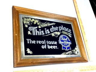 Pabst Blue Ribbon beer sign wall mirror graphic vintage real taste PBR bar mh7 4
