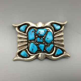 Vintage Zuni Belt Buckle With Turquoise - Signed - Iule