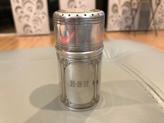 Vintage 1930s Art Deco Tiffany Sterling Silver Powder Shaker Flask Talc