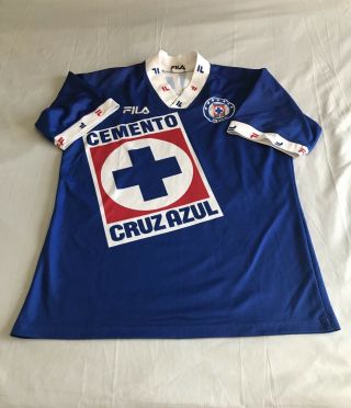 Vtg Cruz Azul Sz L Soccer Jersey Fila Vintage Retro Futbol Mexico Shirt