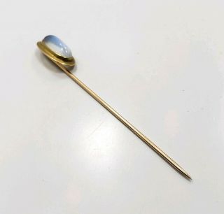 Vintage Mid Century 14k Yellow Gold Moonstone Stick Pin 2