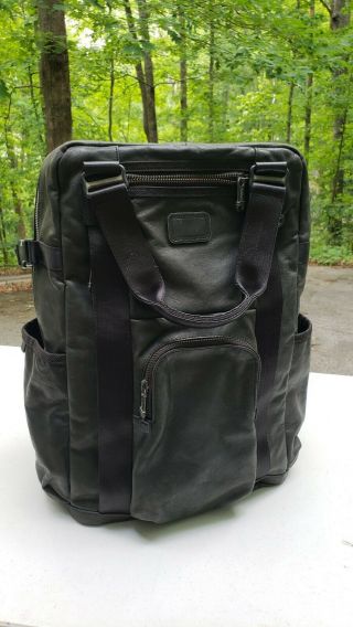 Tumi Alpha Bravo Lejeune Black Leather Backpack Rare Stunning Retail Was $800