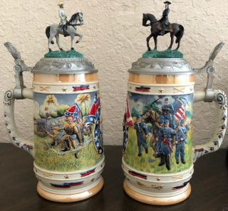 Vintage Civil War Beer Stein Antique Collectible Robert E Lee Ulysses S Grant