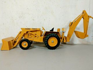 Vintage 1:12 Ertl Ford 755a Tractor Loader Backhoe 820 Pressed Steel 1970s