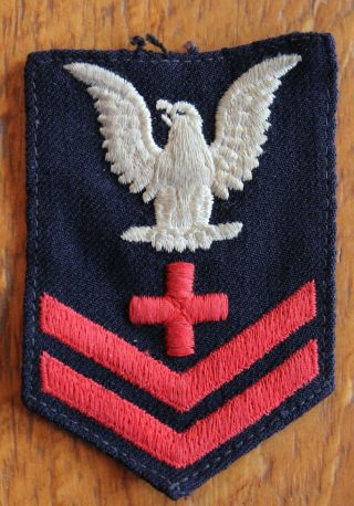 Wwii Us Navy Pharmacists Mate Second Class Petty Officer Rate Patch - Felt & Wool