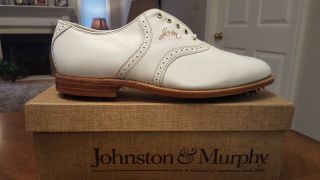 Vintage Johnston & Murphy Aristocraft Mens Golf Shoes Wh 12e Made In Usa