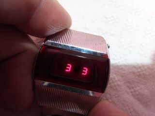 Vintage Pulsar Elektronika 1 First Russian Ussr Digital Red Led Wrist Watch 8479