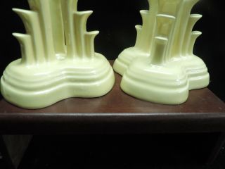 Homer Laughlin Vintage Fiesta Pair Old Ivory Tripod Candle Holders
