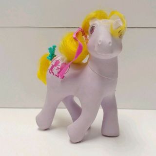 Vintage G1 Hasbro My Little Pony Woosie Lavender Happy Tails With Clip