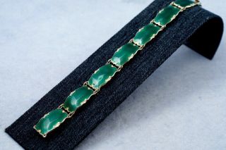 Norwegian Vintage Enamel Bracelet From Ivar T.  Holt 925 S Deep Green