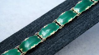 Norwegian vintage enamel bracelet from Ivar T.  Holt 925 S deep green 2