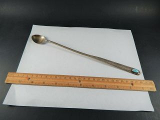 Vintage Southwestern Native American Navajo Sterling Silver Turquoise Spoon 11 "