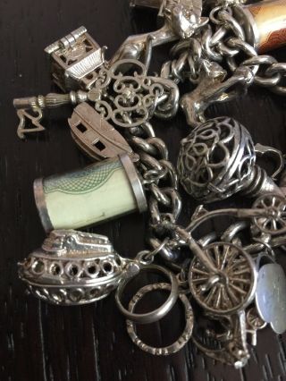 Vintage Sterling Silver English Charm Bracelet With Vintage Charms Movers 2