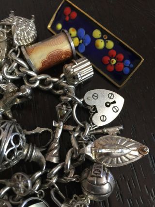 Vintage Sterling Silver English Charm Bracelet With Vintage Charms Movers 4