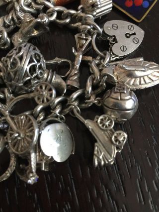 Vintage Sterling Silver English Charm Bracelet With Vintage Charms Movers 5