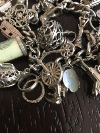 Vintage Sterling Silver English Charm Bracelet With Vintage Charms Movers 6