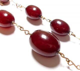 Vintage Or Antique Cherry Amber Bakelite Bead Necklace