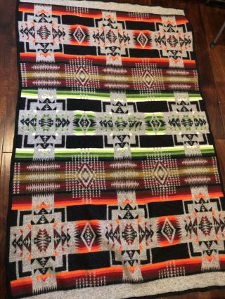 Vtg Pendleton Beaver State Chief Joseph Wool Camp Blanket 45x71” Native Usa Made