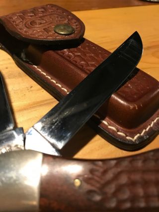 Vintage Case XX Wood Jumbo Folding Hunter Knife 6265 SAB W/ Basketweave Sheath 7