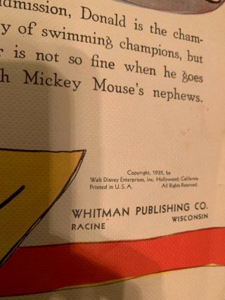 Vintage Walt Disney ' s 1935 Donald Duck Whitman Publishing Picture Book Comic 2