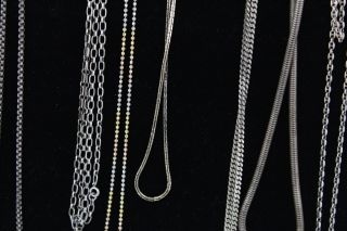 10 x Vintage.  925 Sterling Silver CHAIN NECKLACES inc.  Gold Plated,  Curb (148g) 5