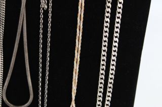 10 x Vintage.  925 Sterling Silver CHAIN NECKLACES inc.  Gold Plated,  Curb (148g) 7